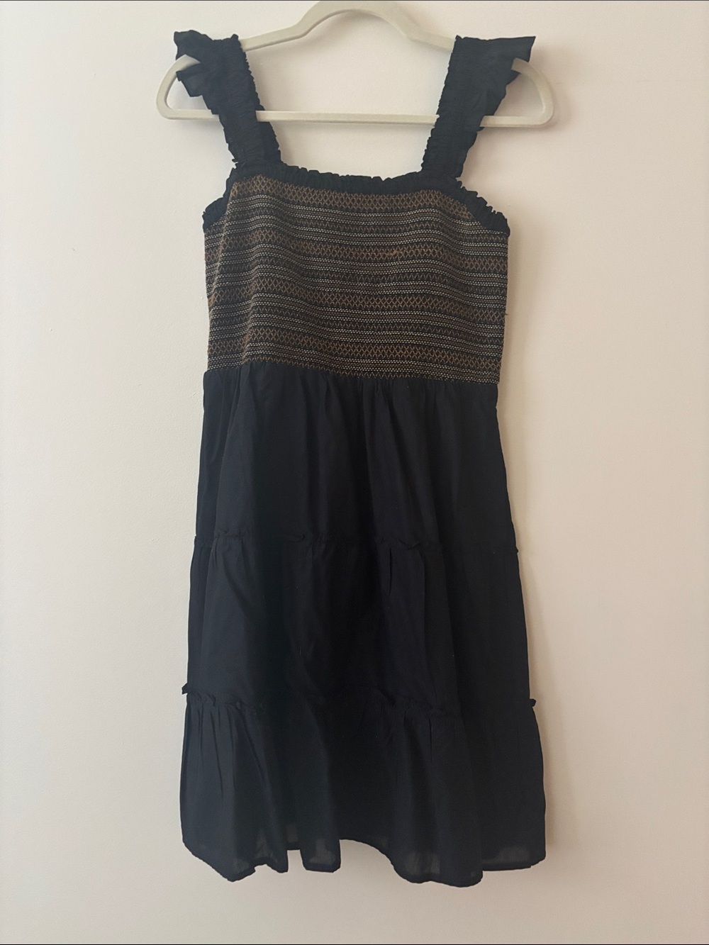 NWT J. Crew Black Midi Sundress with Textured Striped Bodice
